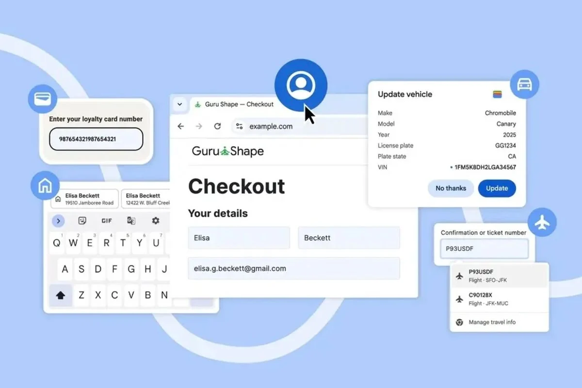 Google Chrome Autofill met AI. December 2025
